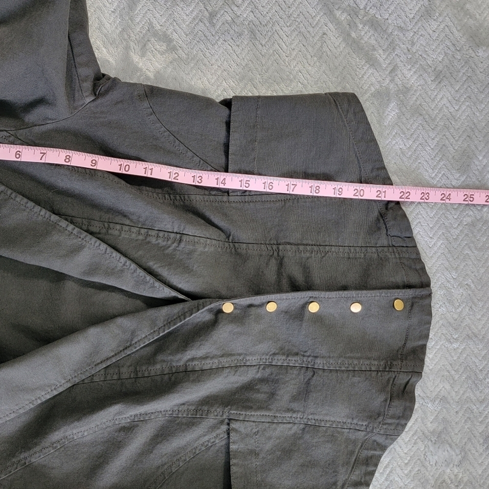 Anthropologie Structured Button Front Blazer Jacket Twill Dark Gray Size 12 - Picture 13 of 15